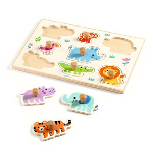Hippo'n'Co 8 Piece Wooden Wild Animal Puzzle - Djeco