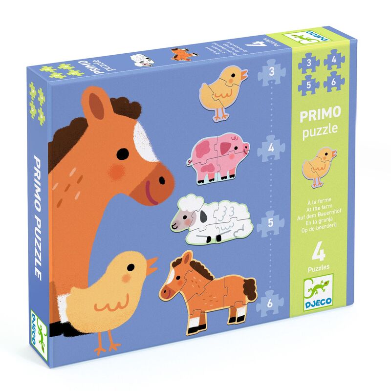 At the Farm Progressive Puzzle Set for Toddlers - Djeco