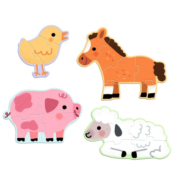 At the Farm Progressive Puzzle Set for Toddlers - Djeco