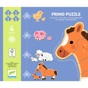 At the Farm Progressive Puzzle Set for Toddlers - Djeco