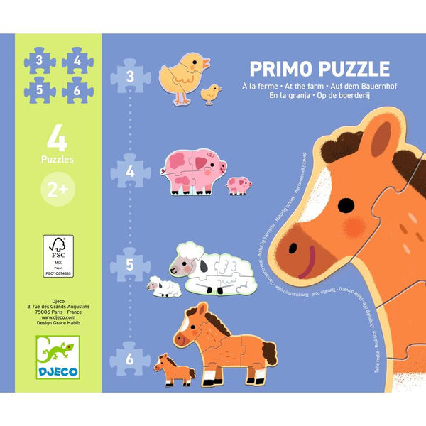 At the Farm Progressive Puzzle Set for Toddlers - Djeco
