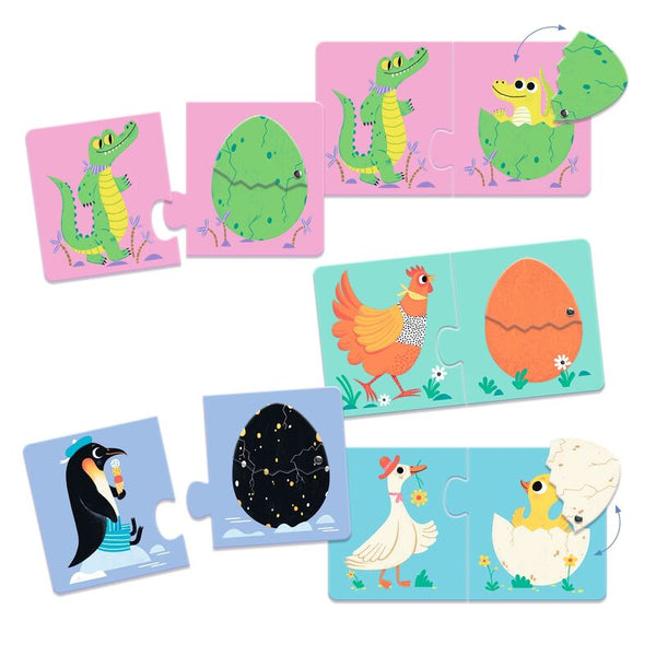 Duo Funny Eggs 12pc Puzzle - Djeco
