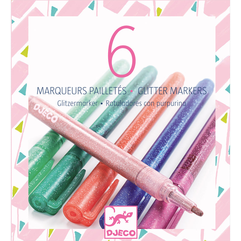 6 Sweet Glitter Markers - Djeco