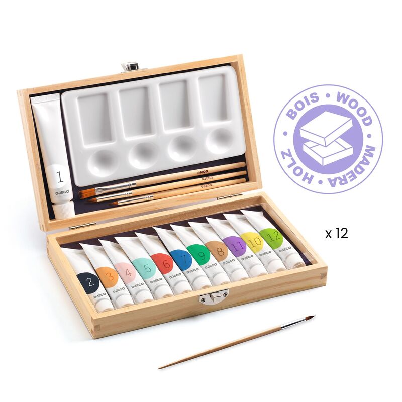 Artist's Box with 12 Paints - Djeco