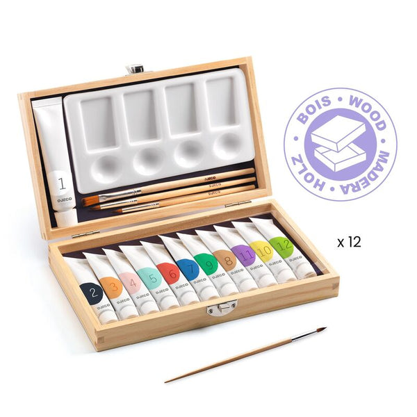 Artist's Box with 12 Paints - Djeco