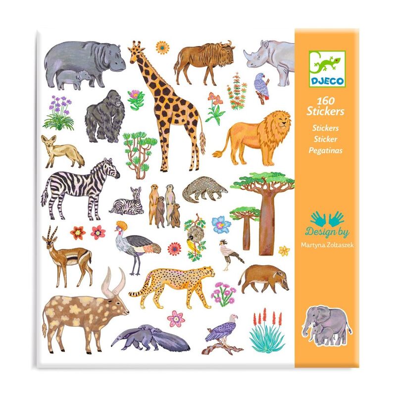 African Safari Stickers - 160 - Djeco