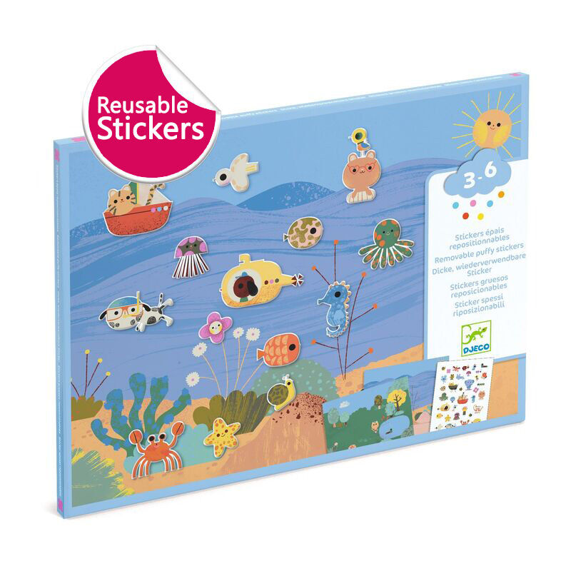 Summertime 30 pc Reuseable Puffy Stickers - Djeco