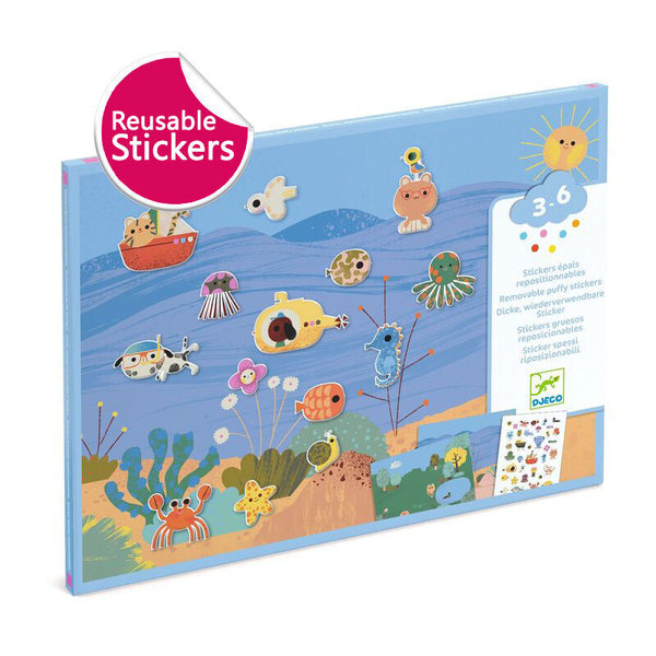 Summertime 30 pc Reuseable Puffy Stickers - Djeco