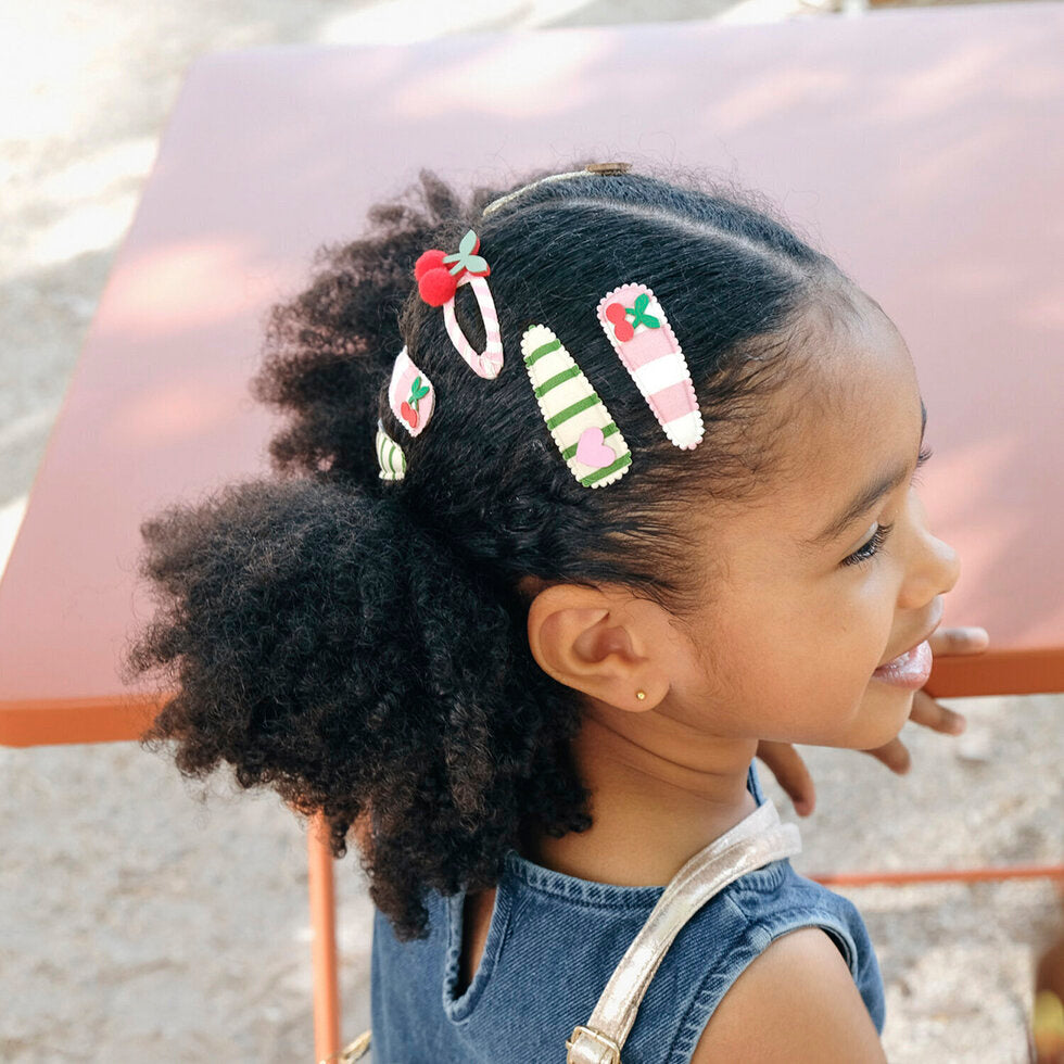 Cherry Kiss Stripy Clips - Rockahula Kids