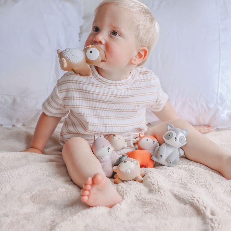 Owl Rubber Teether Rattle & Bath Toy - Tikiri