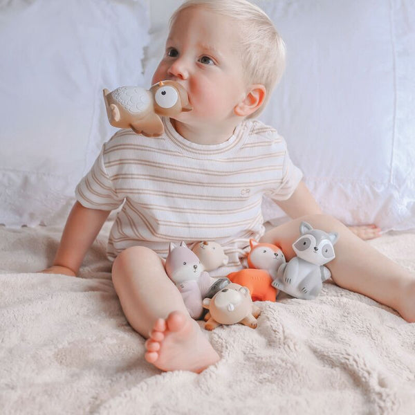 Owl Rubber Teether Rattle & Bath Toy - Tikiri