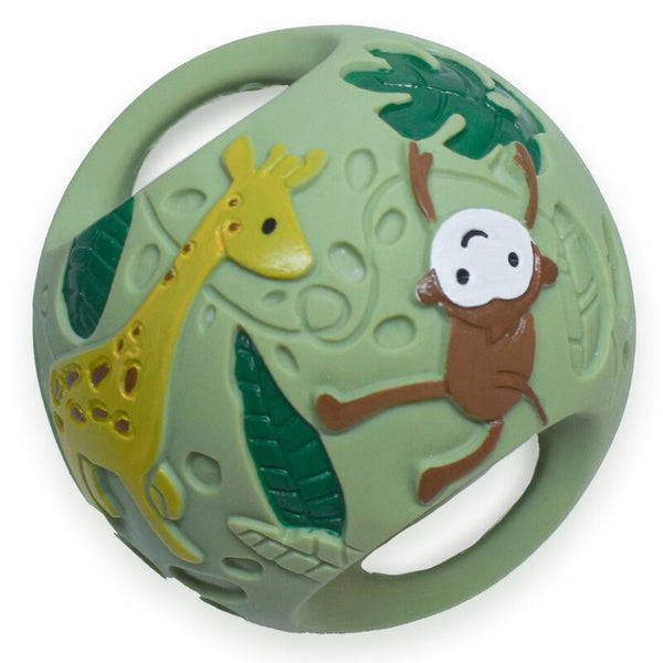Safari Green Grabbing Ball Natural Rubber Toy - Tikiri