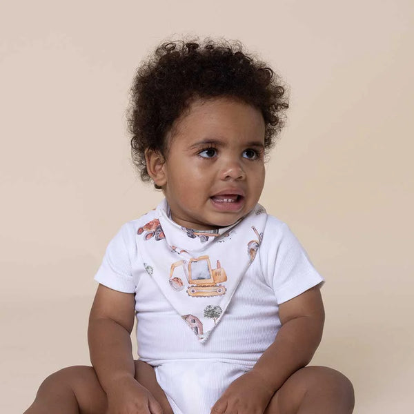 Diggers & Tractors Organic Dribble Bib - Snuggle Hunny