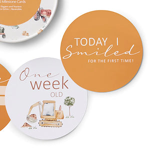 Diggers & Tractors Reversible Milestone Cards - Snuggle Hunny