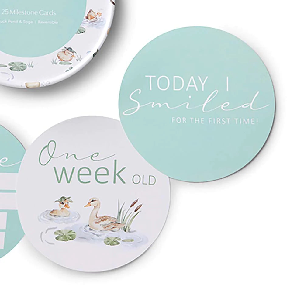 Duck Pond & Sage Reversible Milestone Cards - Snuggle Hunny