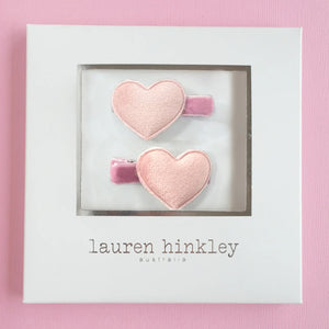 Pink Velvet Heart Clips - Lauren Hinkley