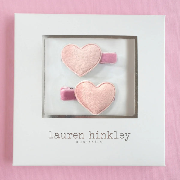Pink Velvet Heart Clips - Lauren Hinkley