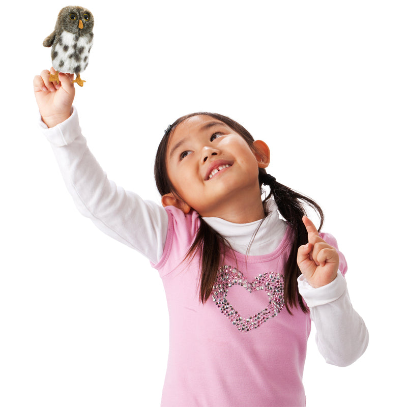 Spot Owl Grey Finger Puppet - Folkmanis