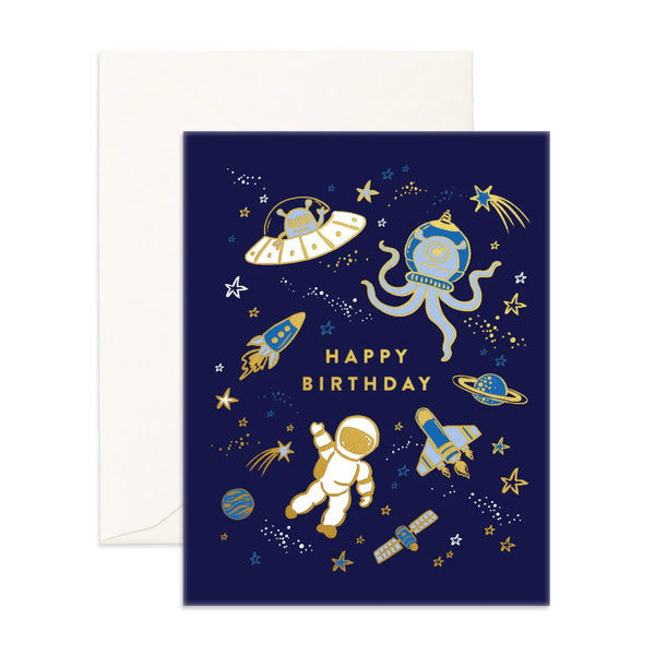 Happy Birthday Space Greeting Card - Fox & Fallow