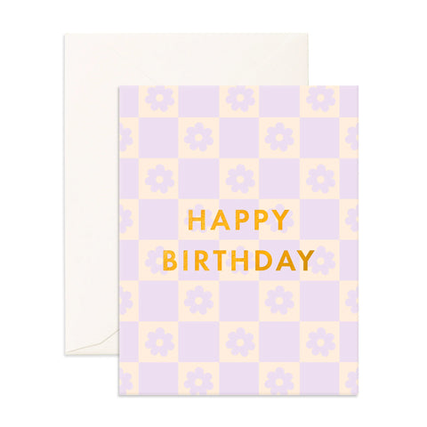 Birthday Lilac Daisy Grid Greeting Card - Fox & Fallow