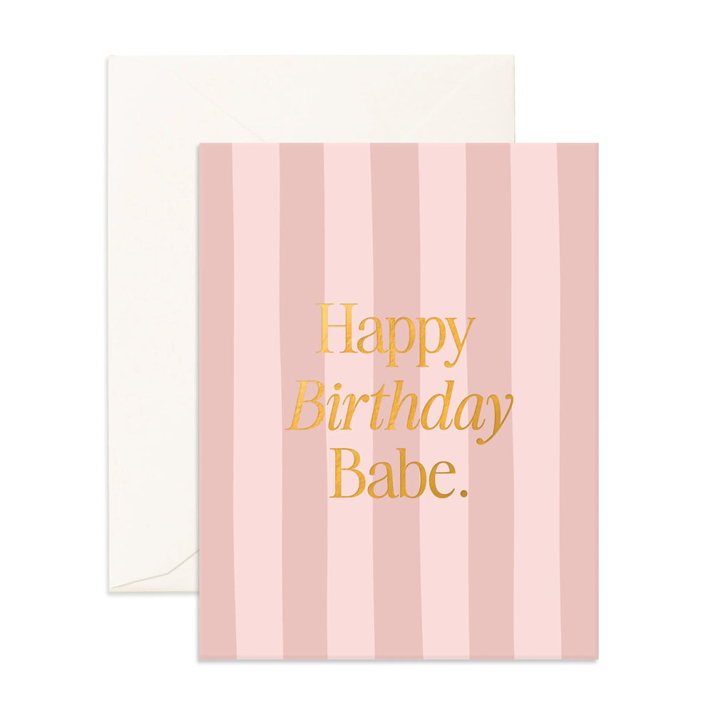 Birthday Babe Rose Stripe Greeting Card - Fox & Fallow
