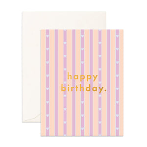 Birthday Heart Stripe Greeting Card - Fox & Fallow