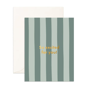 So Excited Sage Stripe Greeting Card - Fox & Fallow