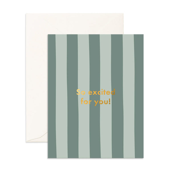 So Excited Sage Stripe Greeting Card - Fox & Fallow