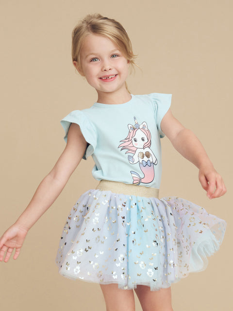 Butterfly Unicorn Tulle Skirt - Multi - Huxbaby DISCOUNTED