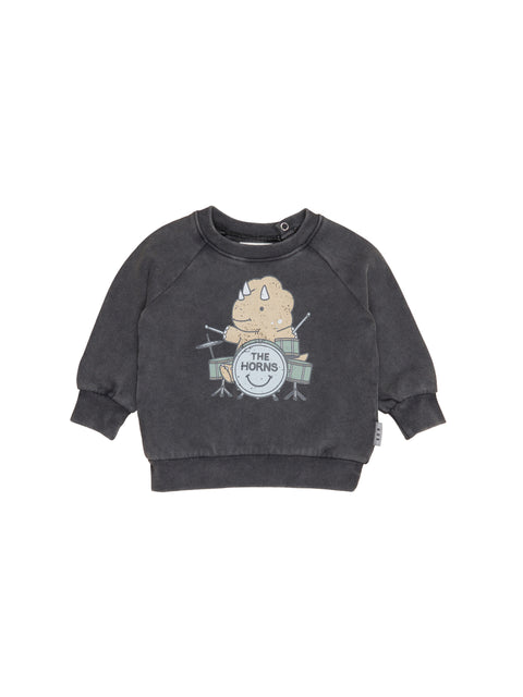 Dino Drums Sweatshirt - Memory Lane - Huxbaby - STOCK DUE EARLY MARCH