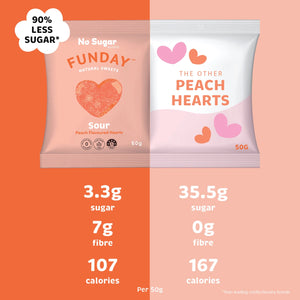 Sour Peach Hearts 50g - Funday Natural Sweets
