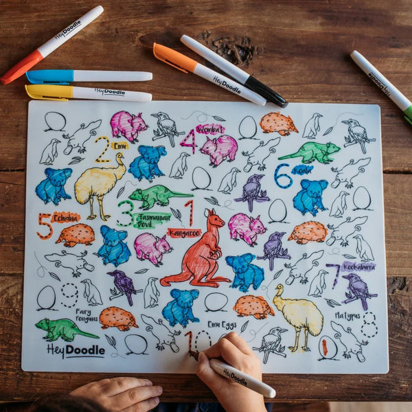 Aussie Animals Classic Colouring & Doodle Mat - Hey Doodle
