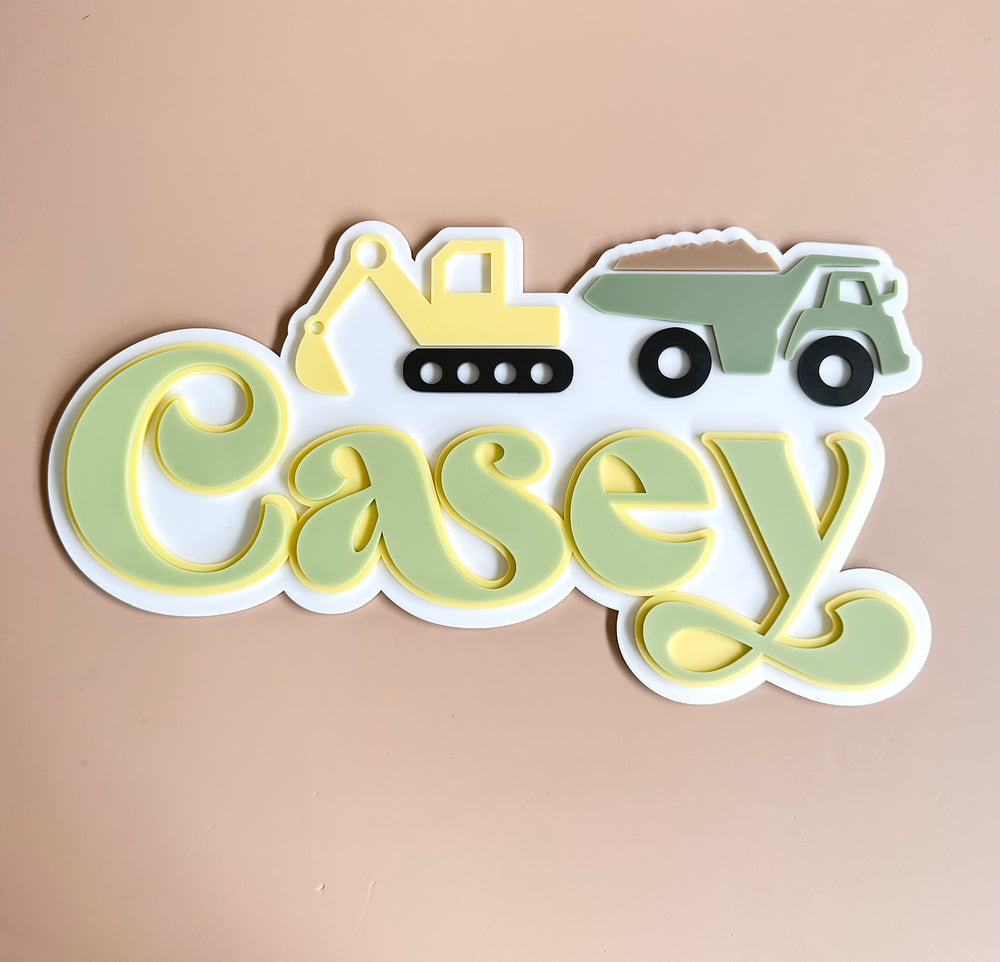 Custom Name Sign Detailed | Layered acrylic name plaque - Diggers - Luma Light