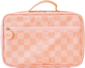 Peach Check Large Lunch Bag - Fox & Fallow