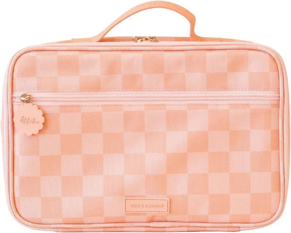Peach Check Large Lunch Bag - Fox & Fallow