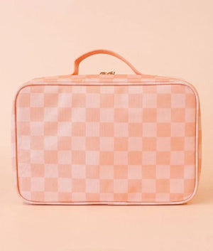 Peach Check Large Lunch Bag - Fox & Fallow