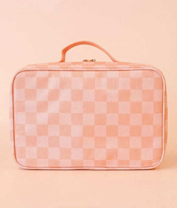 Peach Check Large Lunch Bag - Fox & Fallow