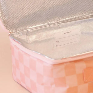 Peach Check Large Lunch Bag - Fox & Fallow