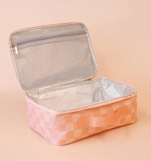 Peach Check Large Lunch Bag - Fox & Fallow
