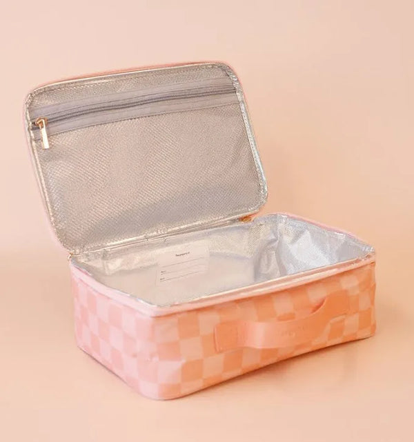 Peach Check Large Lunch Bag - Fox & Fallow