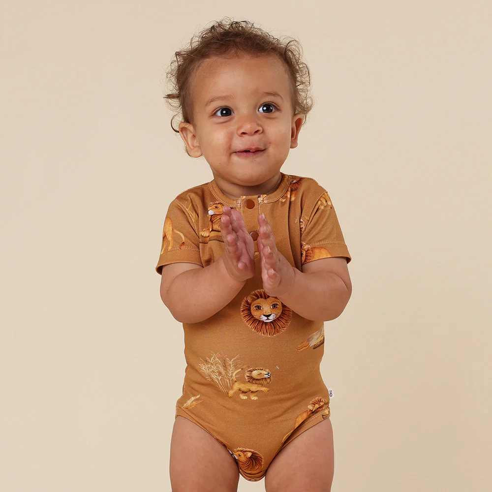 Roar Short Sleeve Organic Bodysuit - Snuggle Hunny