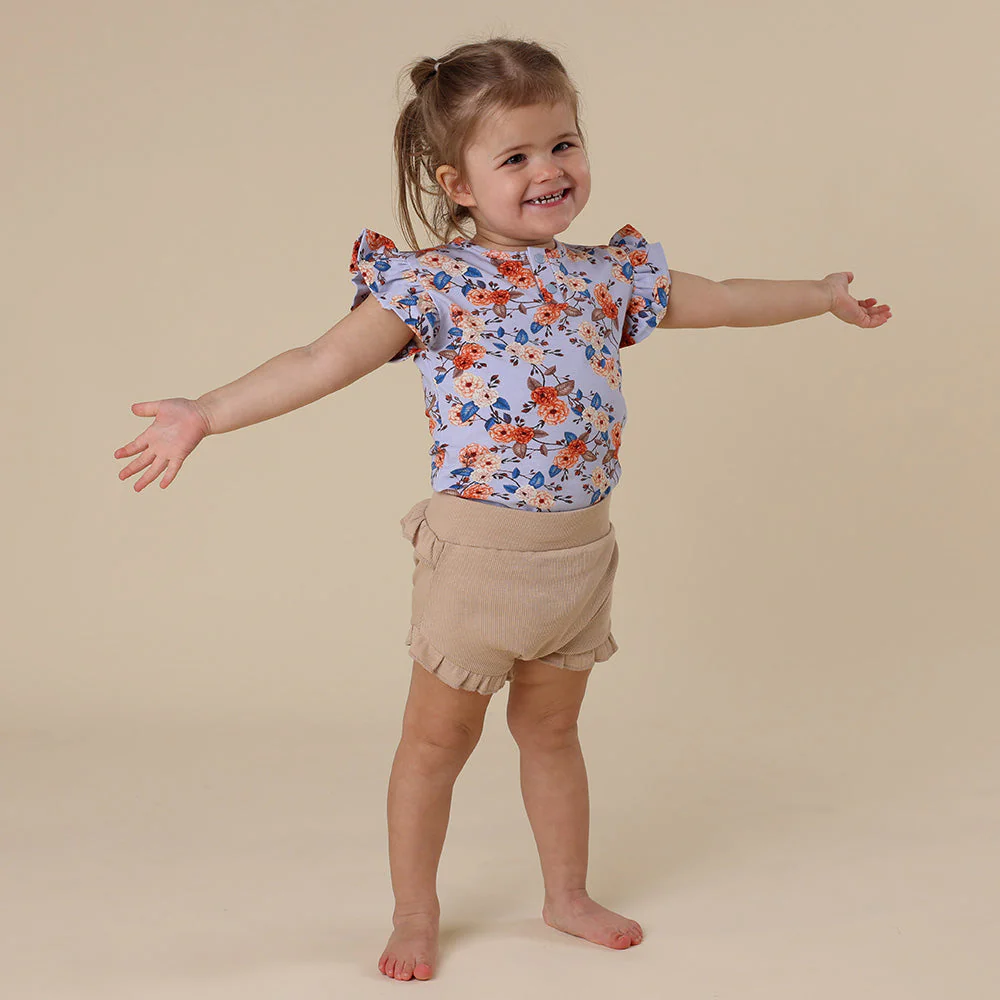 Vintage Blossom Short Sleeve Organic Bodysuit with Frill - Snuggle Hunny