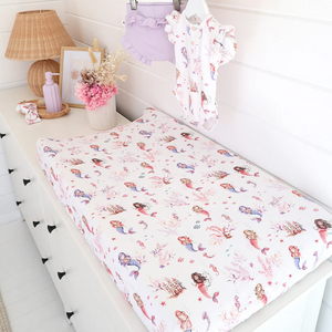 Mermaid Organic Bassinet Sheet / Change Pad Cover - Snuggle Hunny