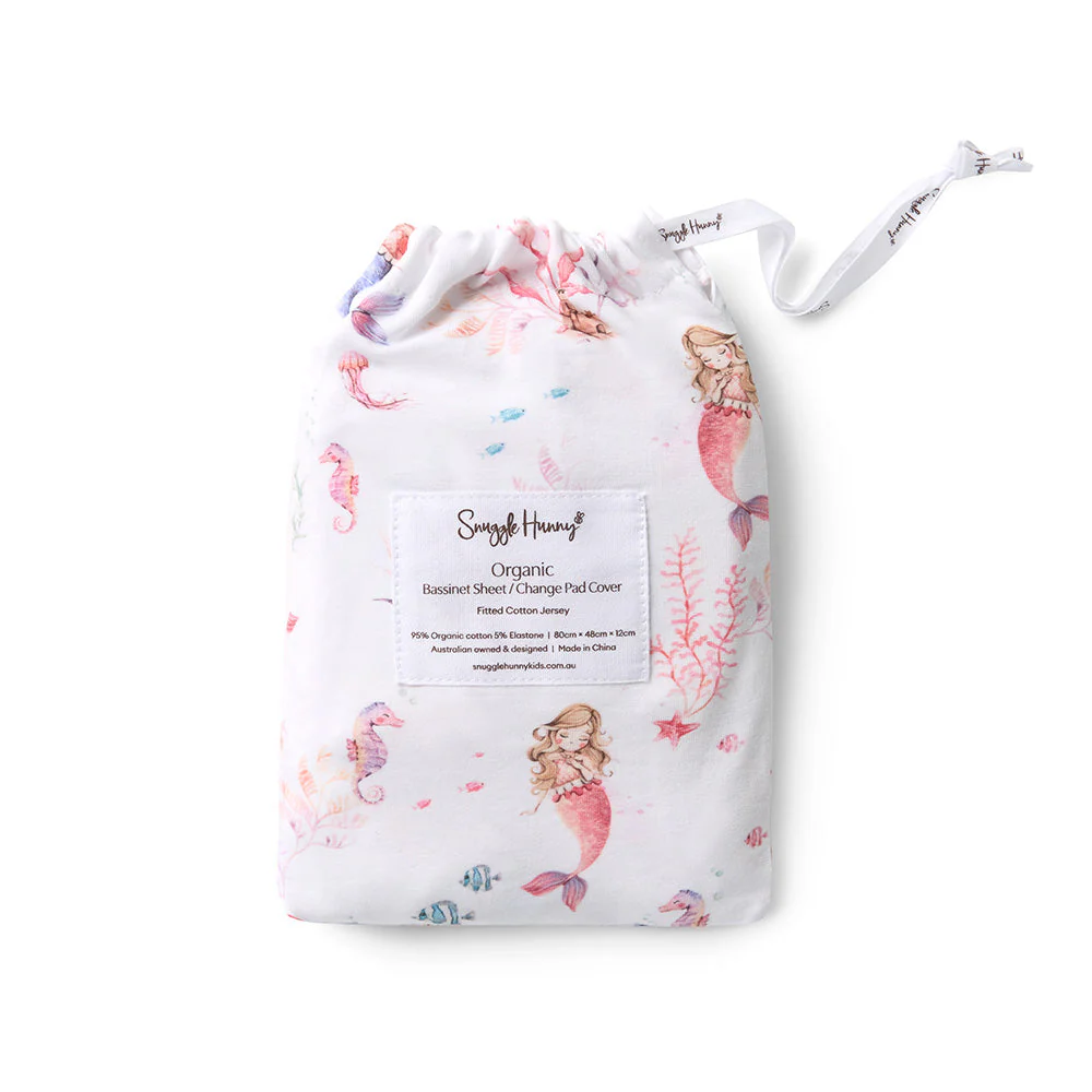 Mermaid Organic Bassinet Sheet / Change Pad Cover - Snuggle Hunny