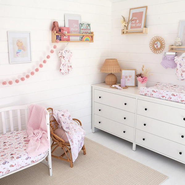 Mermaid Organic Fitted Cot Sheet - Snuggle Hunny