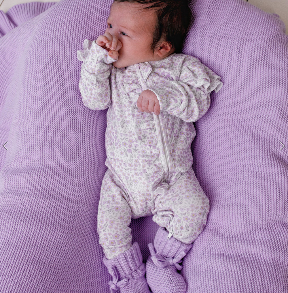 Frilly Knit Blanket | Lilac - Confetti Kidz