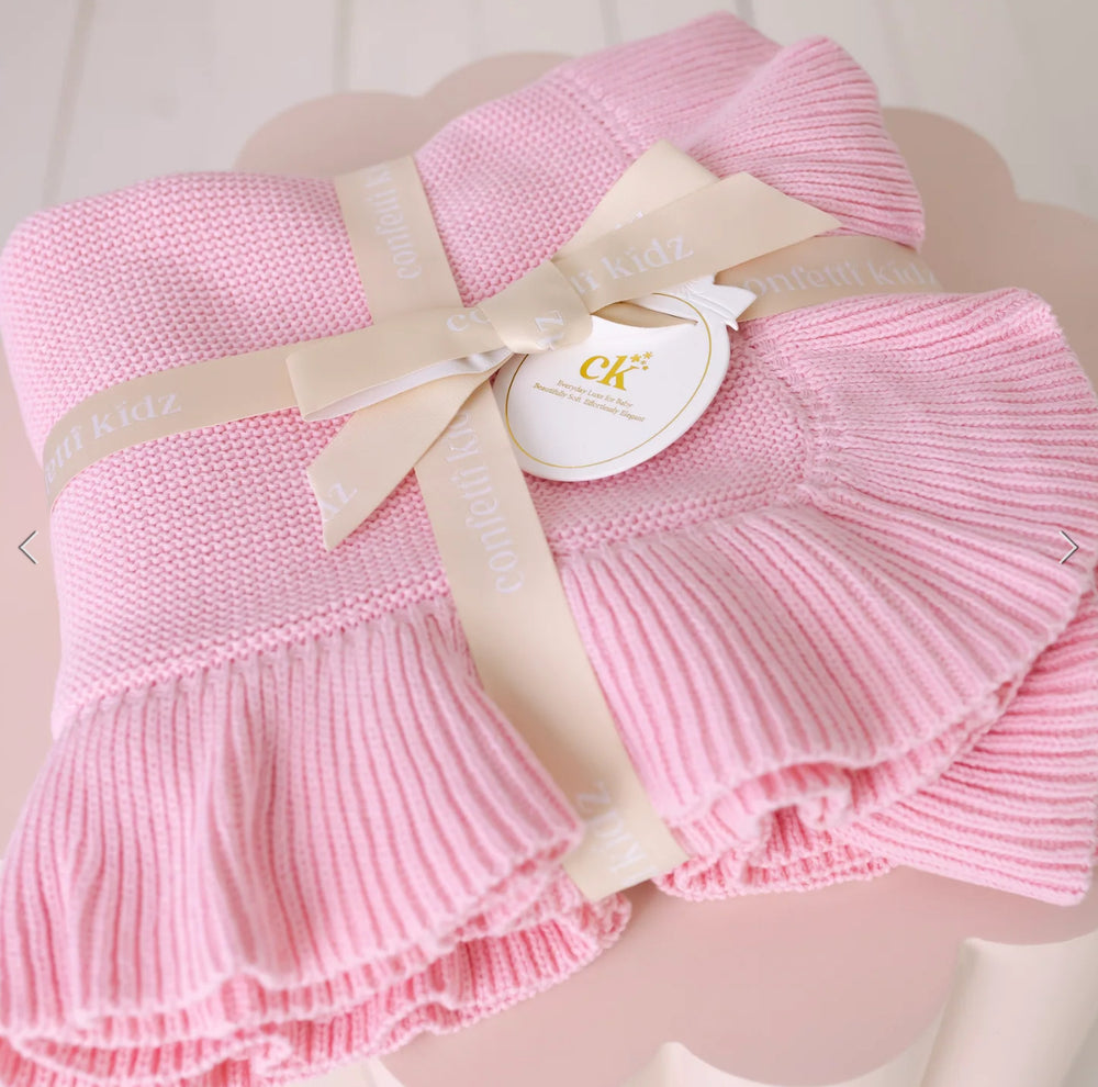 Frilly Knit Blanket | Cotton Candy - Confetti Kidz