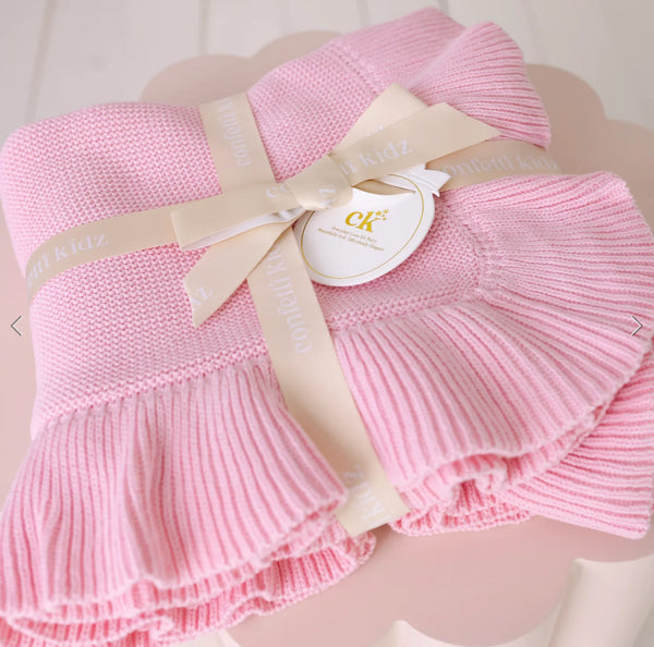 Frilly Knit Blanket | Cotton Candy - Confetti Kidz