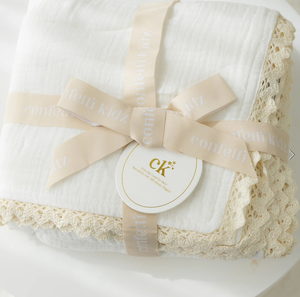 Classic Muslin Blanket - White - Confetti Kidz