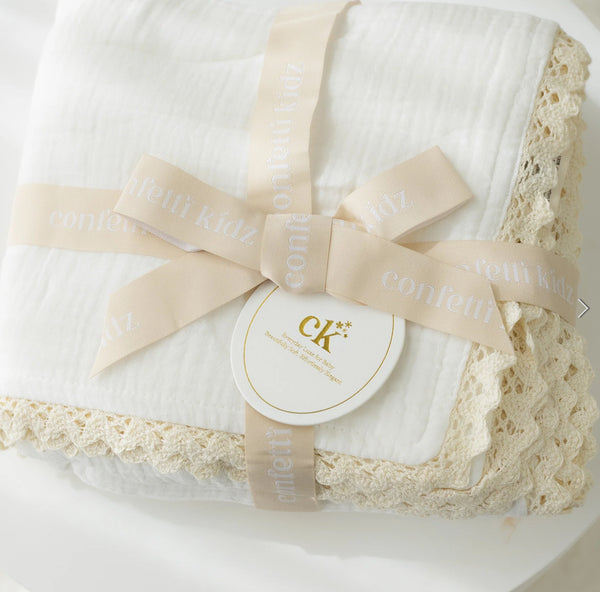 Classic Muslin Blanket - White - Confetti Kidz